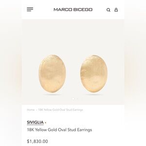 Marco Bicego 18k gold Siviglia oval stud earrings
